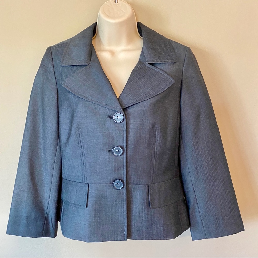 Ann Taylor LOFT Gray Suit Blazer Jacket Wool 6